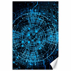 Network Circuit Board Trace Canvas 24  X 36  by Ravend