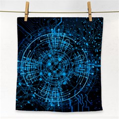 Network Circuit Board Trace Face Towel by Ravend