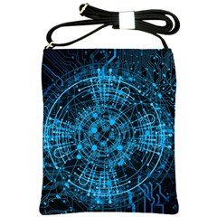 Network Circuit Board Trace Shoulder Sling Bag by Ravend