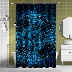 Network Circuit Board Trace Shower Curtain 48  X 72  (small)  by Ravend