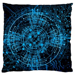 Network Circuit Board Trace Large Cushion Case (one Side) by Ravend