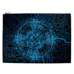 Network Circuit Board Trace Cosmetic Bag (xxl) by Ravend