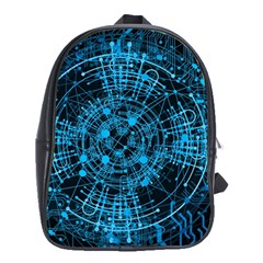 Network Circuit Board Trace School Bag (xl) by Ravend