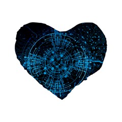 Network Circuit Board Trace Standard 16  Premium Heart Shape Cushions by Ravend