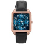 Network Circuit Board Trace Rose Gold Leather Watch  Front