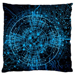 Network Circuit Board Trace Large Flano Cushion Case (two Sides) by Ravend