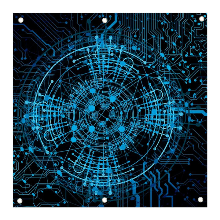 Network Circuit Board Trace Banner and Sign 3  x 3 