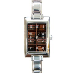 Book Bookshelf Bookcase Library Rectangle Italian Charm Watch by Ravend