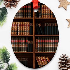 Book Bookshelf Bookcase Library Oval Ornament (two Sides) by Ravend