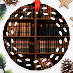 Book Bookshelf Bookcase Library Round Filigree Ornament (two Sides) by Ravend