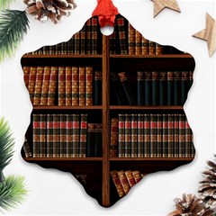 Book Bookshelf Bookcase Library Snowflake Ornament (two Sides) by Ravend