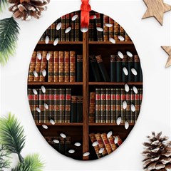 Book Bookshelf Bookcase Library Oval Filigree Ornament (two Sides) by Ravend