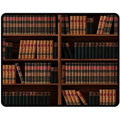 Book Bookshelf Bookcase Library Double Sided Fleece Blanket (medium)  by Ravend