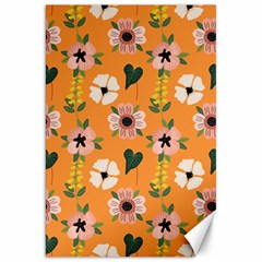 Flower White Pattern Floral Canvas 20  X 30  by Ravend