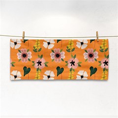 Flower White Pattern Floral Hand Towel by Ravend