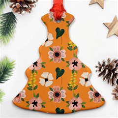 Flower White Pattern Floral Christmas Tree Ornament (two Sides) by Ravend