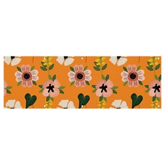 Flower White Pattern Floral Banner And Sign 12  X 4  by Ravend