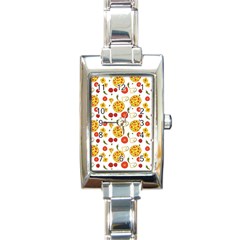 Illustration Pizza Background Vegetable Rectangle Italian Charm Watch by Ravend