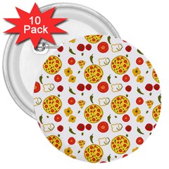 Illustration Pizza Background Vegetable 3  Buttons (10 Pack)  by Ravend