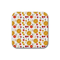 Illustration Pizza Background Vegetable Rubber Coaster (square) by Ravend