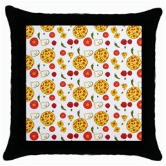 Illustration Pizza Background Vegetable Throw Pillow Case (black) by Ravend