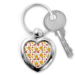 Illustration Pizza Background Vegetable Key Chain (heart) by Ravend