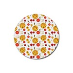 Illustration Pizza Background Vegetable Rubber Coaster (Round) Front