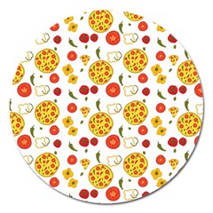 Illustration Pizza Background Vegetable Magnet 5  (round) by Ravend