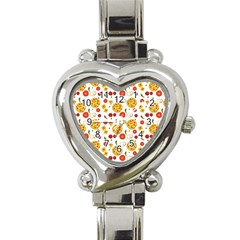 Illustration Pizza Background Vegetable Heart Italian Charm Watch by Ravend