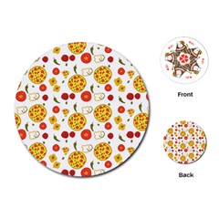 Illustration Pizza Background Vegetable Playing Cards Single Design (round) by Ravend