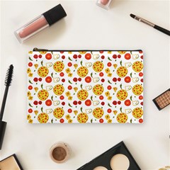 Illustration Pizza Background Vegetable Cosmetic Bag (medium) by Ravend