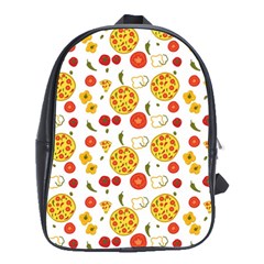 Illustration Pizza Background Vegetable School Bag (large) by Ravend