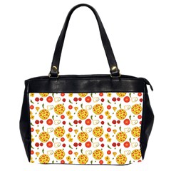 Illustration Pizza Background Vegetable Oversize Office Handbag (2 Sides) by Ravend