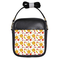 Illustration Pizza Background Vegetable Girls Sling Bag by Ravend