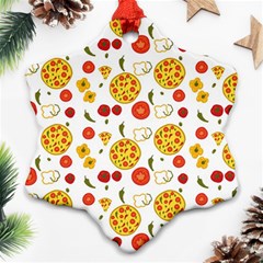 Illustration Pizza Background Vegetable Snowflake Ornament (two Sides) by Ravend