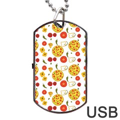 Illustration Pizza Background Vegetable Dog Tag Usb Flash (one Side) by Ravend