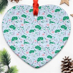 Flower Pattern Wallpaper Seamless Heart Ornament (two Sides) by Ravend