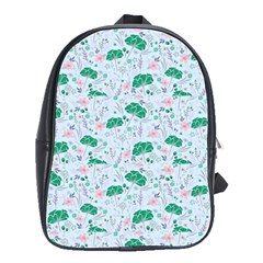 Flower Pattern Wallpaper Seamless School Bag (large) by Ravend