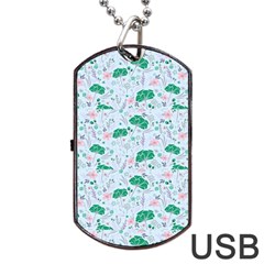 Flower Pattern Wallpaper Seamless Dog Tag Usb Flash (two Sides) by Ravend