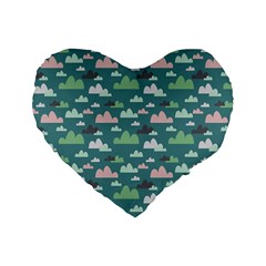 Llama Clouds  Standard 16  Premium Flano Heart Shape Cushions by ConteMonfrey