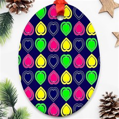 Blue Colorful Hearts Ornament (oval) by ConteMonfrey