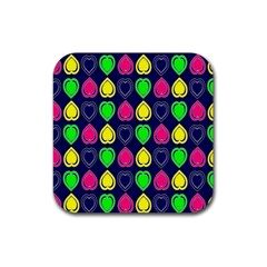 Blue Colorful Hearts Rubber Coaster (square) by ConteMonfrey