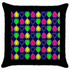 Blue Colorful Hearts Throw Pillow Case (black) by ConteMonfrey