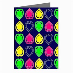 Blue Colorful Hearts Greeting Cards (pkg Of 8) by ConteMonfrey