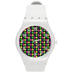 Colorful Mini Hearts Round Plastic Sport Watch (m) by ConteMonfrey