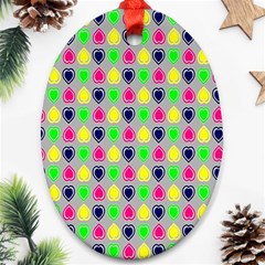 Colorful Mini Hearts Grey Ornament (oval) by ConteMonfrey