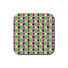 Colorful Mini Hearts Grey Rubber Coaster (square) by ConteMonfrey