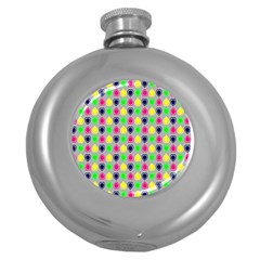 Colorful Mini Hearts Grey Round Hip Flask (5 Oz) by ConteMonfrey