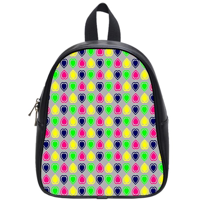 Colorful Mini Hearts Grey School Bag (Small)