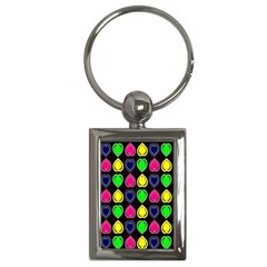 Black Blue Colorful Hearts Key Chain (rectangle) by ConteMonfrey